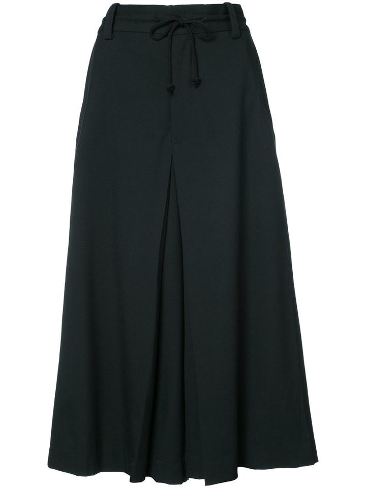 Y's - Wide Leg Culottes - Women - Cupro/polyurethane/wool - 2, Black, Cupro/polyurethane/wool