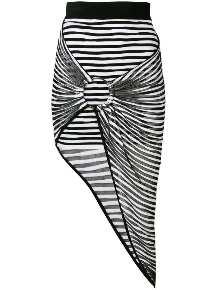 Balmain Ring Detail Striped Asymmetric Skirt - Black