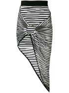 Balmain Ring Detail Striped Asymmetric Skirt - Black
