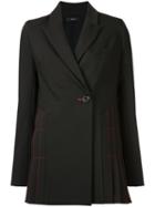 Ellery Pleated Detail Blazer, Women's, Size: 6, Black, Silk/polyester/spandex/elastane/wool