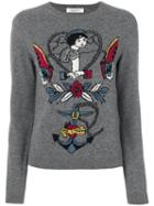 Valentino - Tattoo Intarsia Jumper - Women - Cashmere/virgin Wool - S, Grey, Cashmere/virgin Wool