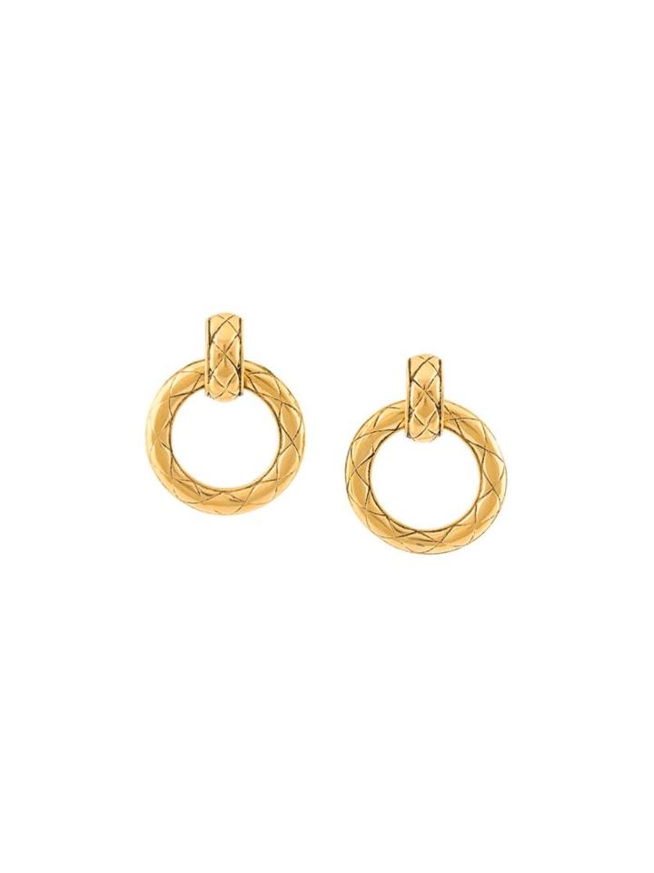 Chanel Vintage Quilted Hoop Clip-on Earrings