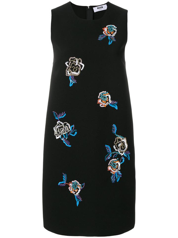 Msgm Floral Sleeveless Dress - Black