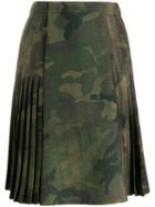 Ermanno Scervino Pleated Camouflage Print Skirt - Green