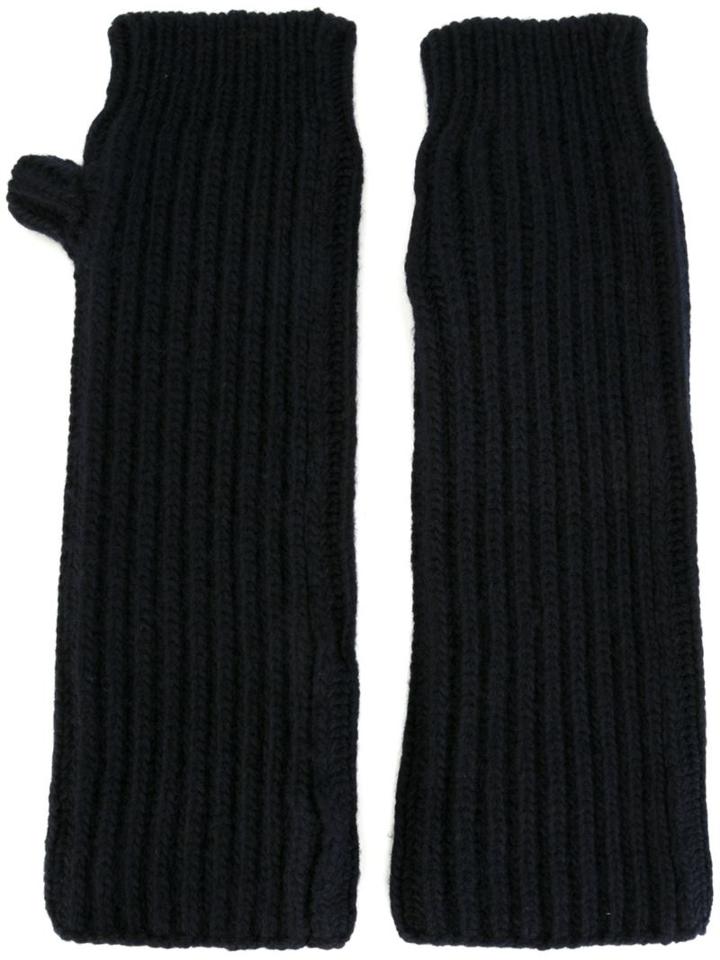 Marni Knitted Fingerless Gloves, Men's, Blue, Virgin Wool