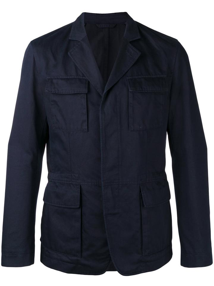 Boss Hugo Boss Front Pockets Jacket, Men's, Size: 54, Blue, Cotton/linen/flax