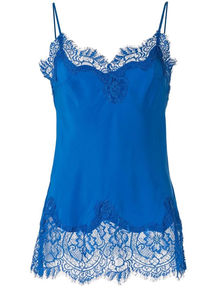 Gold Hawk Lace Trimmed Cami Top - Blue