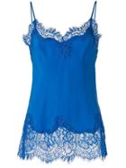 Gold Hawk Lace Trimmed Cami Top - Blue