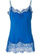 Gold Hawk Lace Trimmed Cami Top - Blue