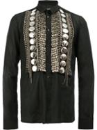 Balmain Embellished Shirt, Men's, Size: 41, Black, Cotton/brass/glass