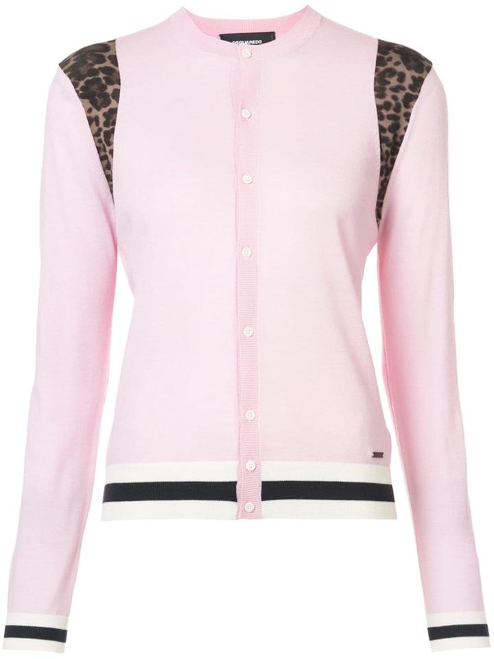 Dsquared2 Leopard Print Trimmed Cardigan - Pink