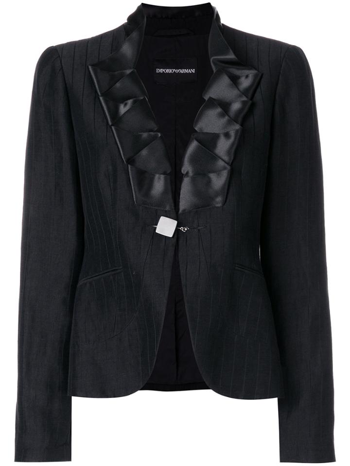 Giorgio Armani Vintage Embellished Tonal Stripe Jacket - Black