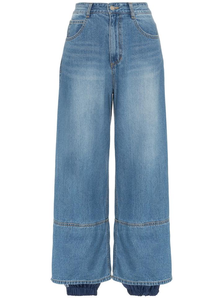 Sjyp Track Pant Hem Jeans - Blue