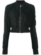 Rick Owens Leather Bomber Jacket, Women's, Size: 42, Black, Cotton/lamb Skin/cupro/virgin Wool