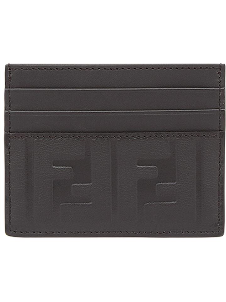 Fendi Logo Embossed Card Holder - Grey
