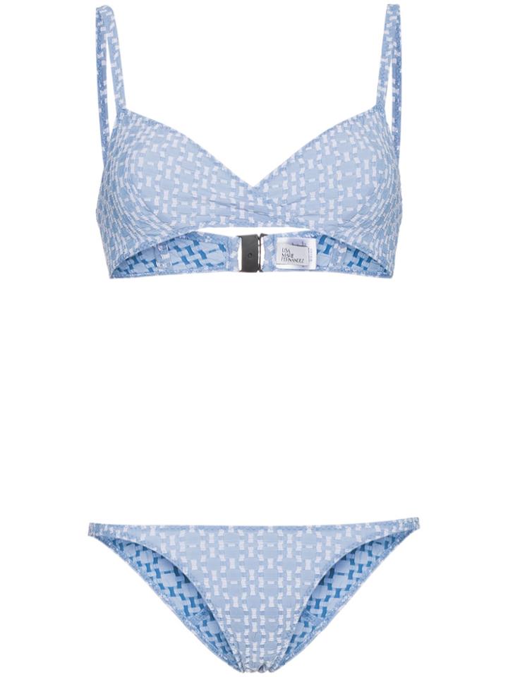 Lisa Marie Fernandez Yasmin Seersucker Triangle Bikini - Blue