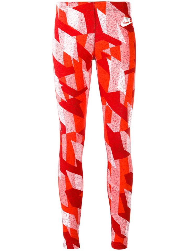 Nike Skyscraper Print Leggings, Women's, Size: Small, Red, Cotton/polyester/spandex/elastane