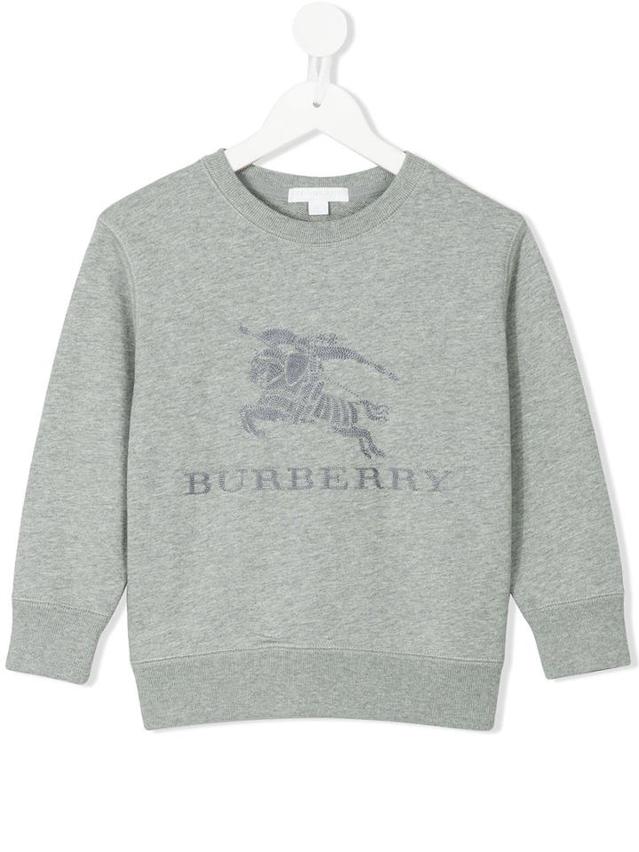 Burberry Kids - Embroidered Logo Sweatshirt - Kids - Cotton - 4 Yrs, Grey