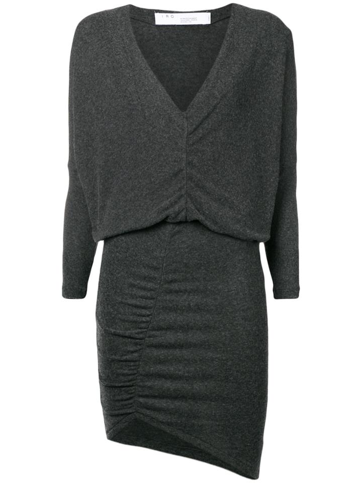 Iro Bananas Ruched V-neck Dress - Grey