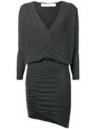 Iro Bananas Ruched V-neck Dress - Grey