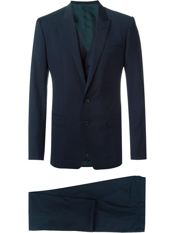 Dolce & Gabbana Three Piece Suit, Men's, Size: 52, Blue, Polyamide/spandex/elastane/cupro/virgin Wool