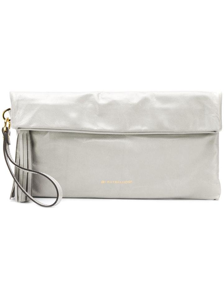 L'autre Chose Foldover Top Clutch Bag - Grey