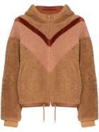 See By Chloé Reversible Chevron-stripe Shearling Coat - Brown