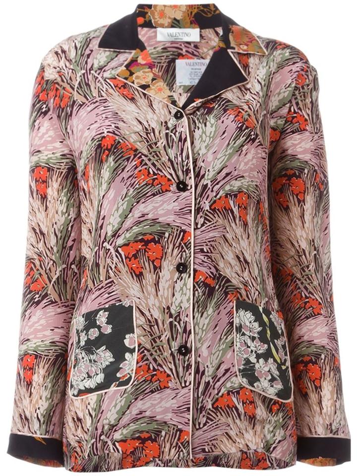 Valentino Floral Print Crepe De Chine Pyjama Top