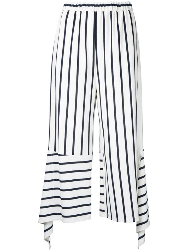 Goen.j Stripe Cropped Trousers - White