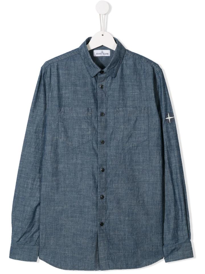 Stone Island Junior Teen Denim Shirt - Blue
