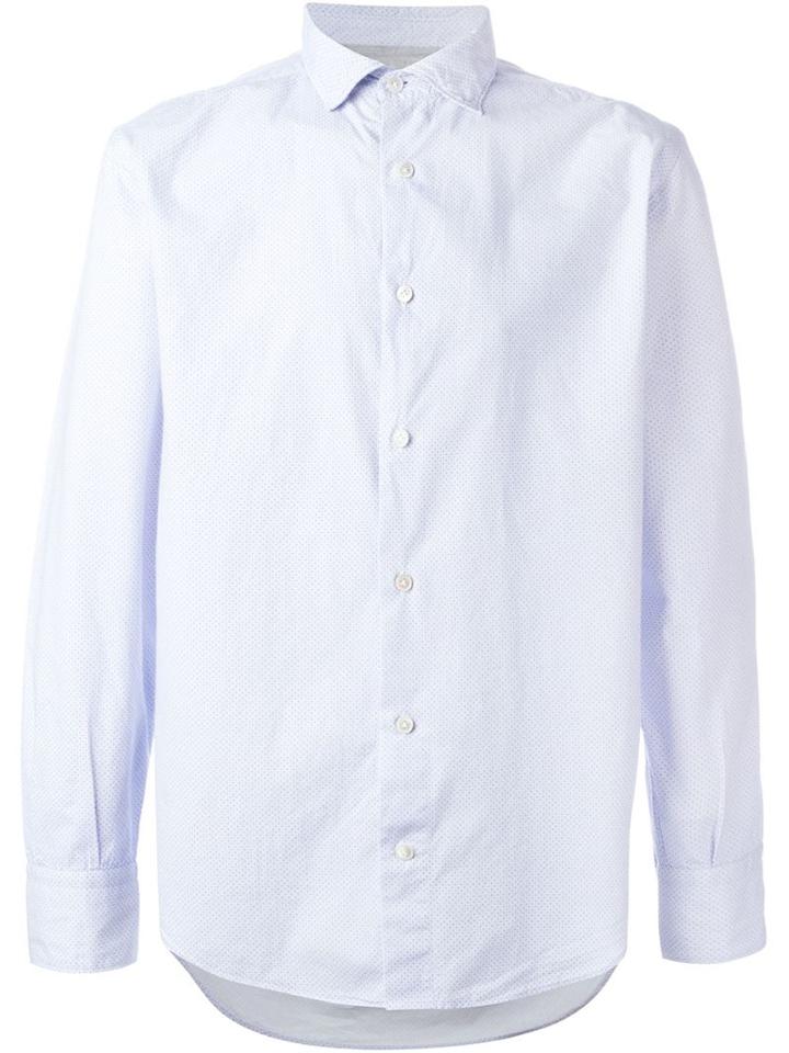 Eleventy Fine Polka Dot Shirt, Men's, Size: 41, Blue, Cotton