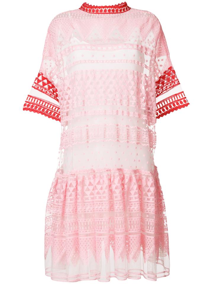 Philosophy Di Lorenzo Serafini Embroidered Mesh Dress - Pink & Purple