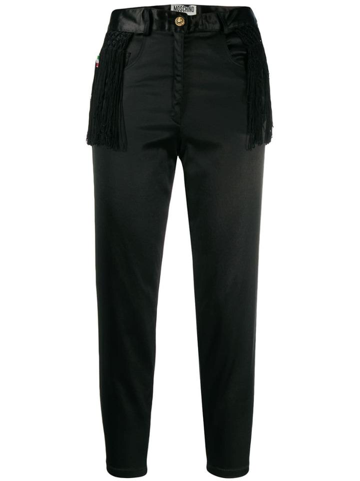 Moschino Pre-owned Fringed Cropped Trousers - Black