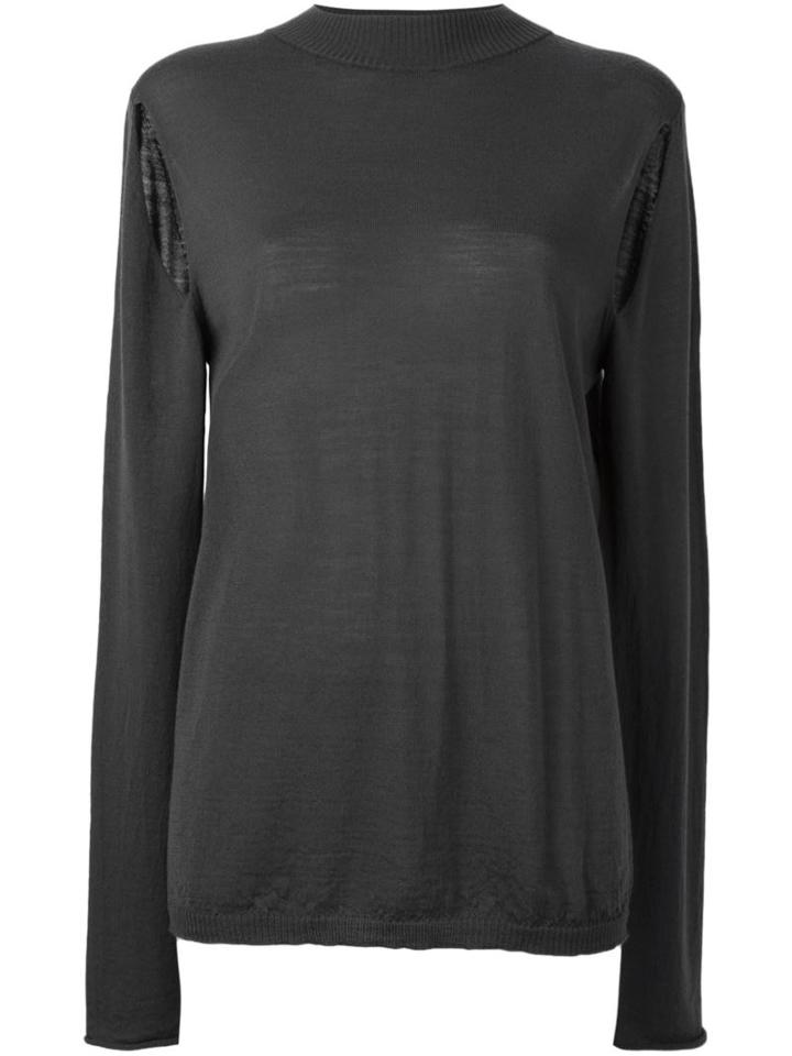 Rick Owens Slash Detail Jumper, Women's, Size: Large, Grey, Virgin Wool