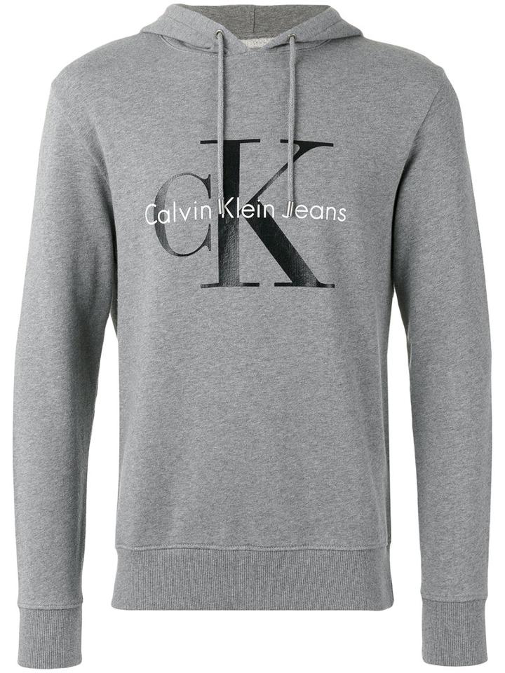 Calvin Klein Jeans Logo Print Hoodie, Men's, Size: Xs, Grey, Cotton