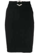Philipp Plein Elegant Belted Midi Skirt - Black