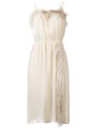 Prada Feather Detail Dress, Women's, Size: 40, Nude/neutrals, Silk