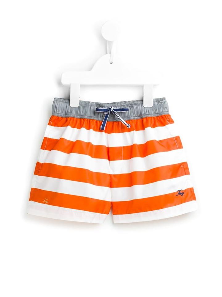 Fay Kids Striped Swim Trunks, Boy's, Size: 8 Yrs, White