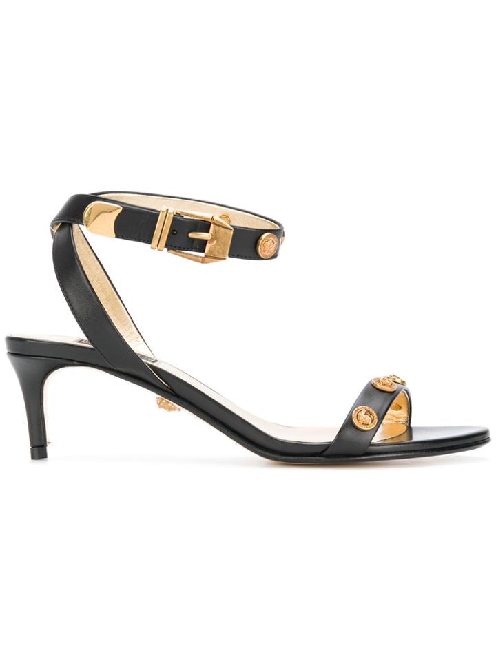 Versace Medusa Metal Embellished Sandals - Black