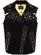 Fendi Embellished Biker Style Gilet - Black