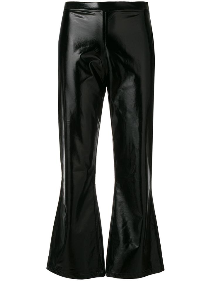 Federica Tosi Flared Hem Glossy Cropped Trousers - Black