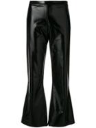 Federica Tosi Flared Hem Glossy Cropped Trousers - Black