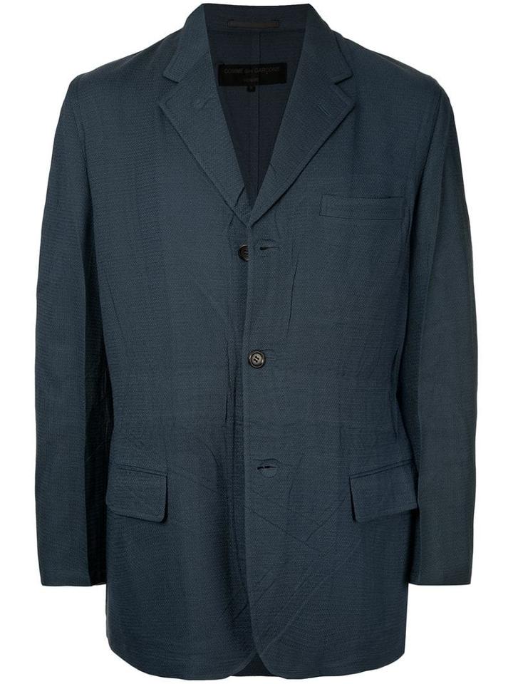 Comme Des Garçons Pre-owned Creased Notched Blazer - Blue