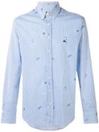 Etro - Striped Fish Print Shirt - Men - Cotton - 39, Blue, Cotton