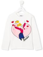 Moschino Kids Heart Girl Print Top, Size: 10 Yrs, White