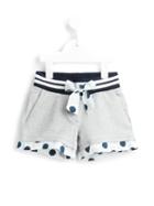 Monnalisa Polka Dot Trim Shorts, Girl's, Size: 10 Yrs, Grey