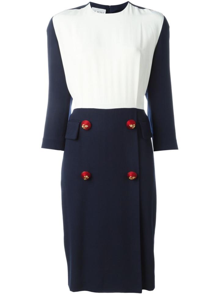Gianfranco Ferre Vintage Contrasting Panel Midi Dress - Blue
