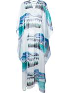 Msgm V-neck Printed Maxi Dress, Women's, Size: 42, White, Silk
