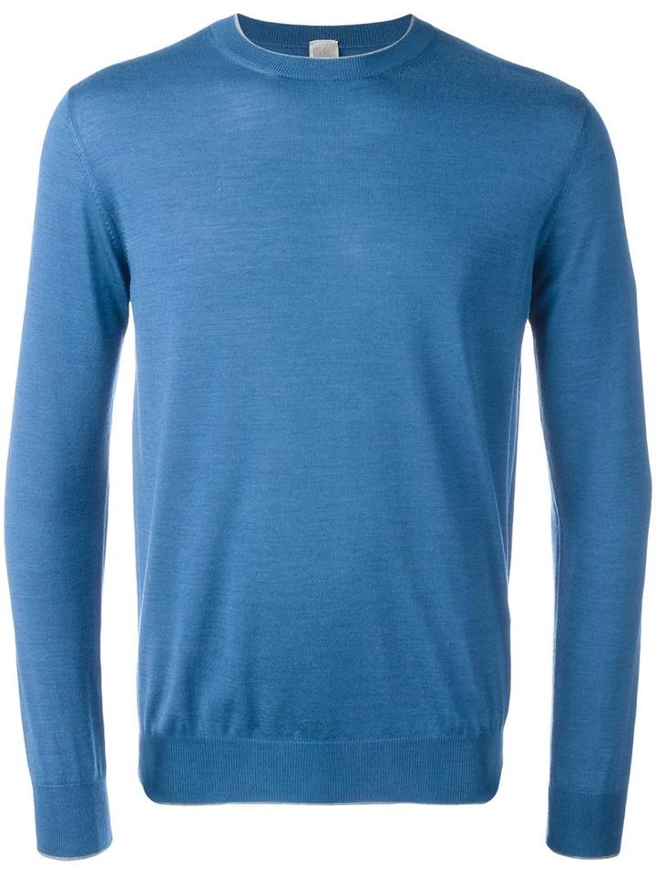 Eleventy Round Neck Jumper, Men's, Size: Xxl, Blue, Silk/merino
