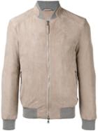 Eleventy Zip Up Bomber Jacket, Men's, Size: 52, Nude/neutrals, Suede/cotton